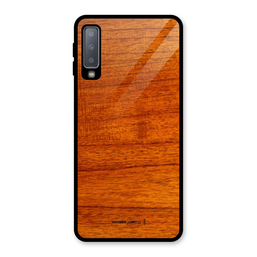 Wood Texture Design Glass Back Case for Galaxy A7 (2018)