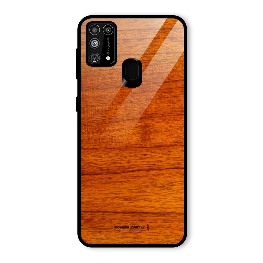 Wood Texture Design Glass Back Case for Galaxy F41
