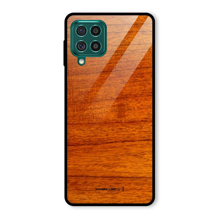Wood Texture Design Glass Back Case for Galaxy F62