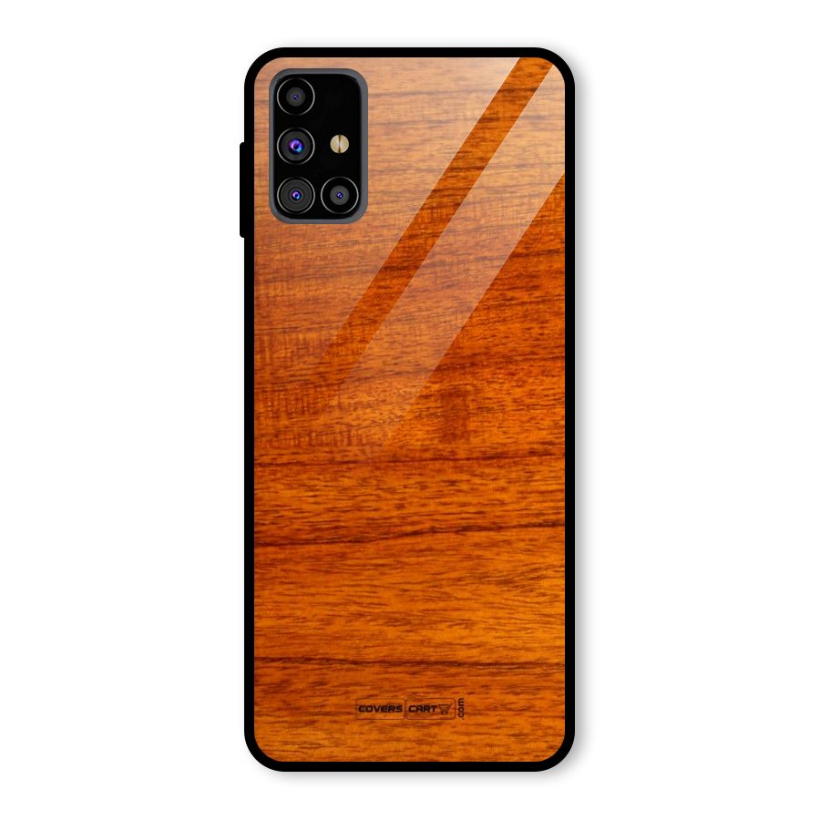Wood Texture Design Glass Back Case for Galaxy M31s