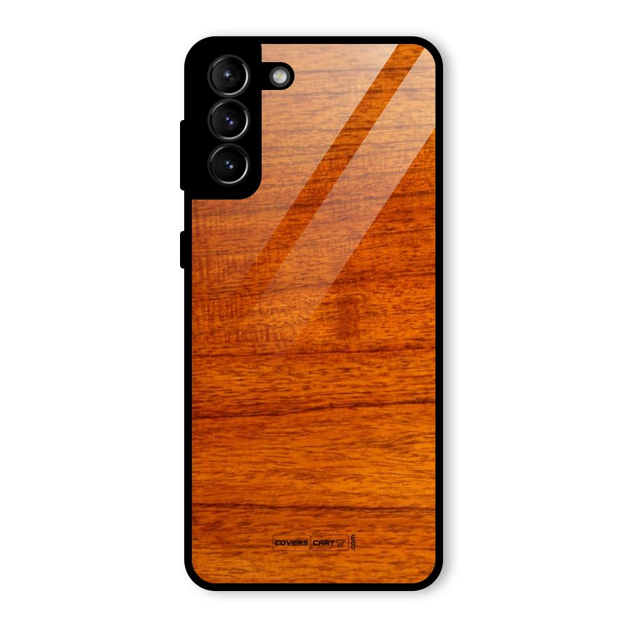 Wood Texture Design Glass Back Case for Galaxy S21 Plus