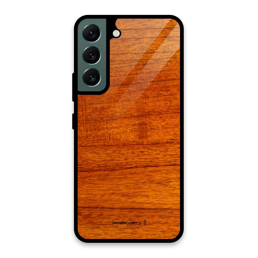Wood Texture Design Glass Back Case for Galaxy S22 5G