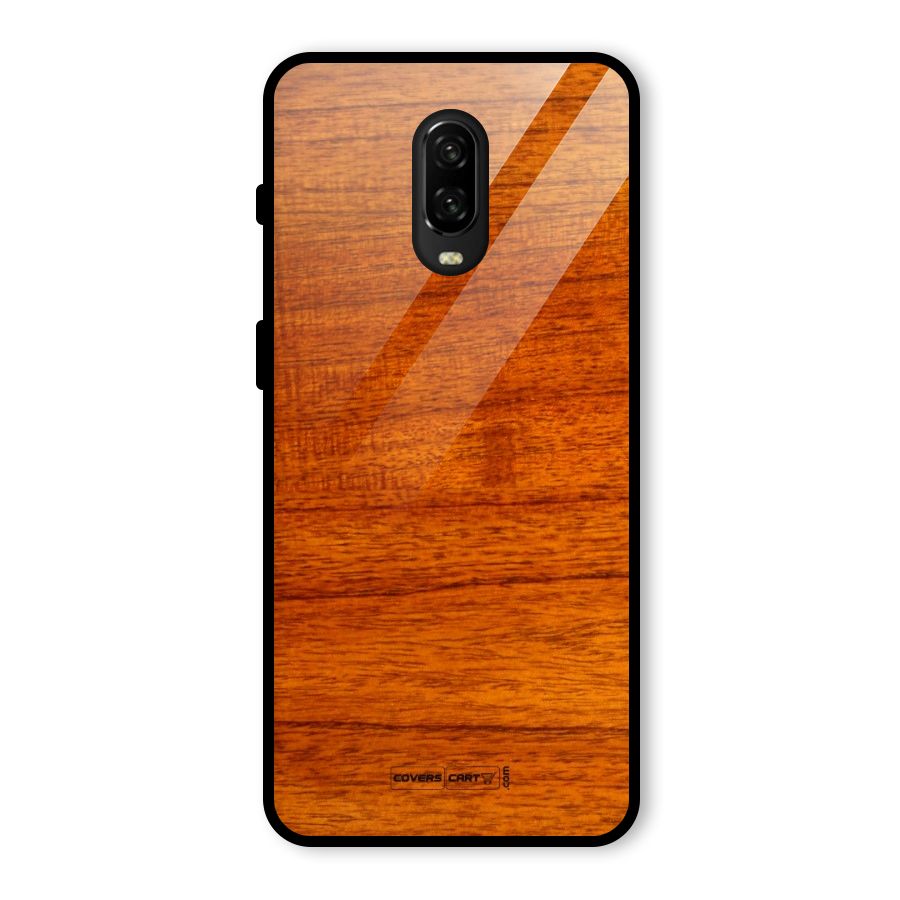 Wood Texture Design Glass Back Case for OnePlus 6T