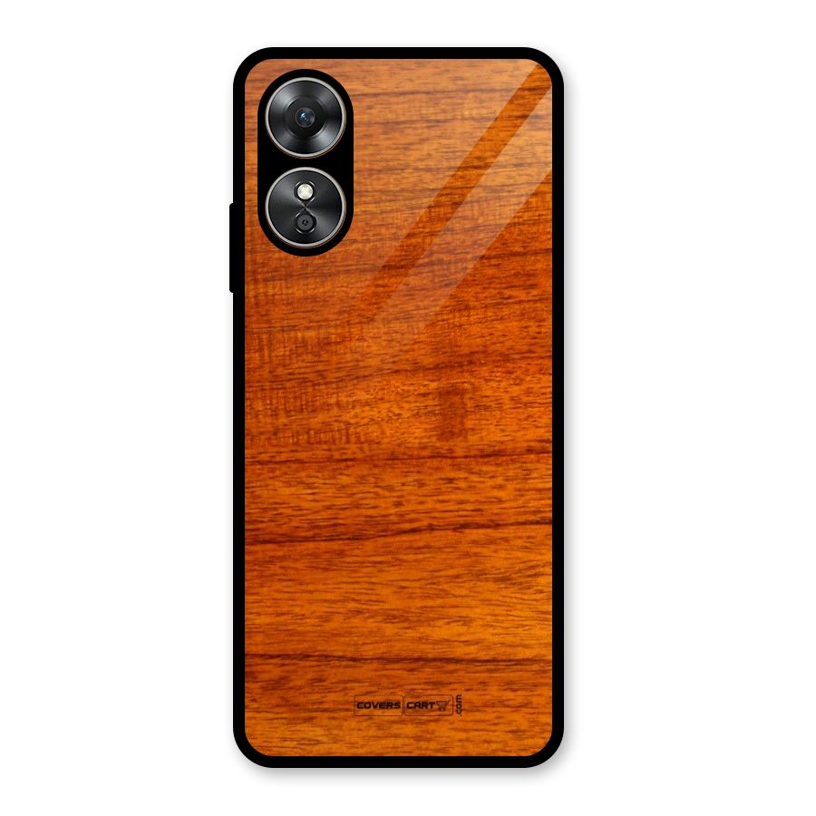 Wood Texture Design Glass Back Case for Oppo A17