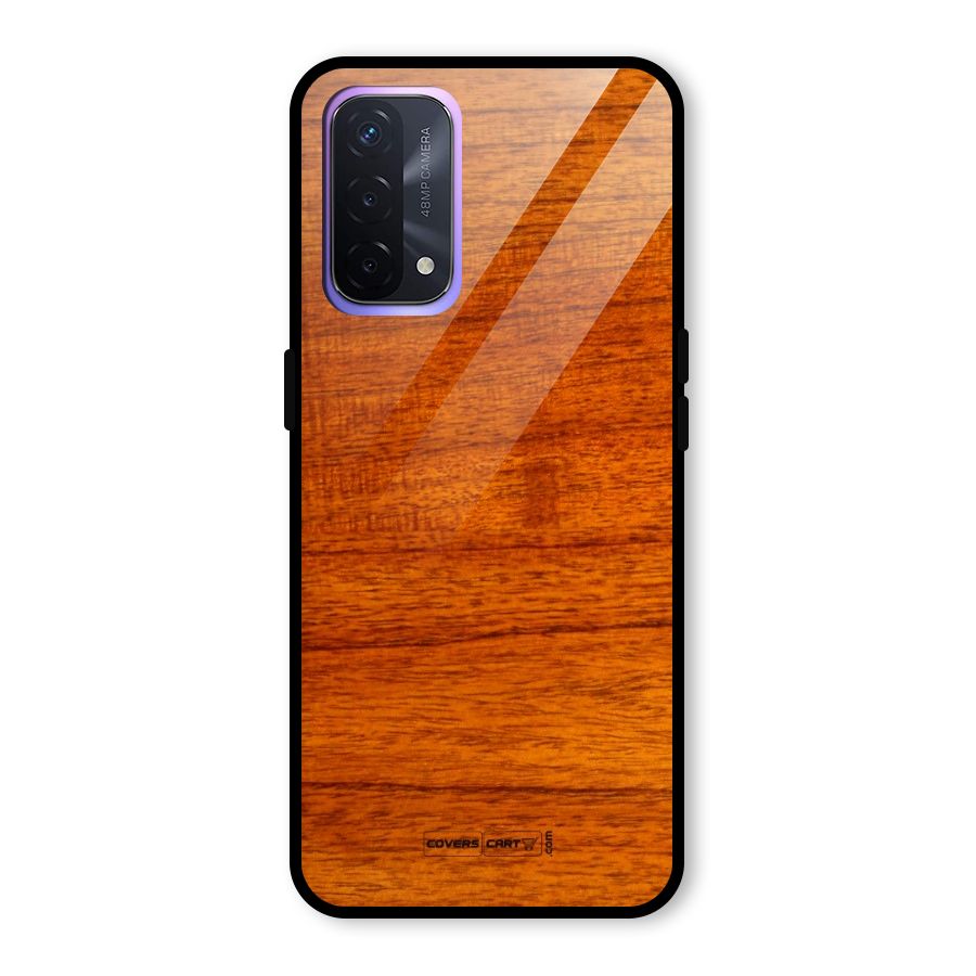 Wood Texture Design Glass Back Case for Oppo A74 5G