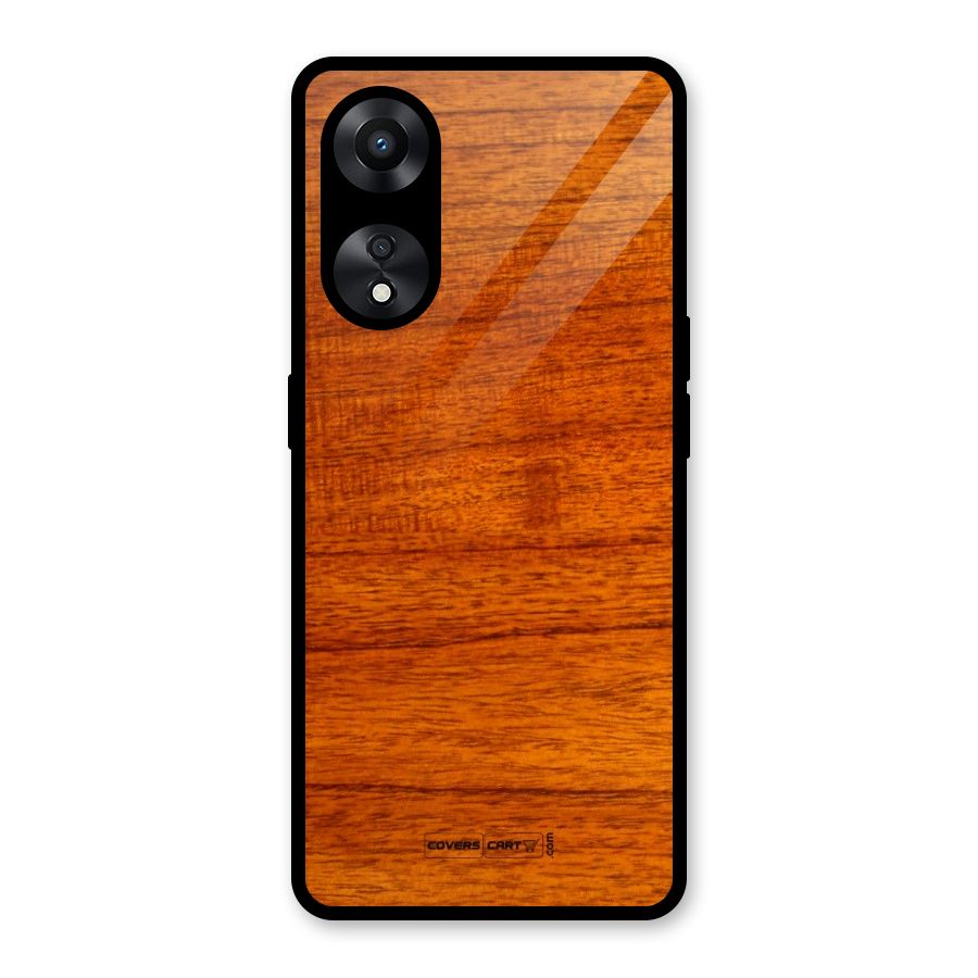 Wood Texture Design Glass Back Case for Oppo A78