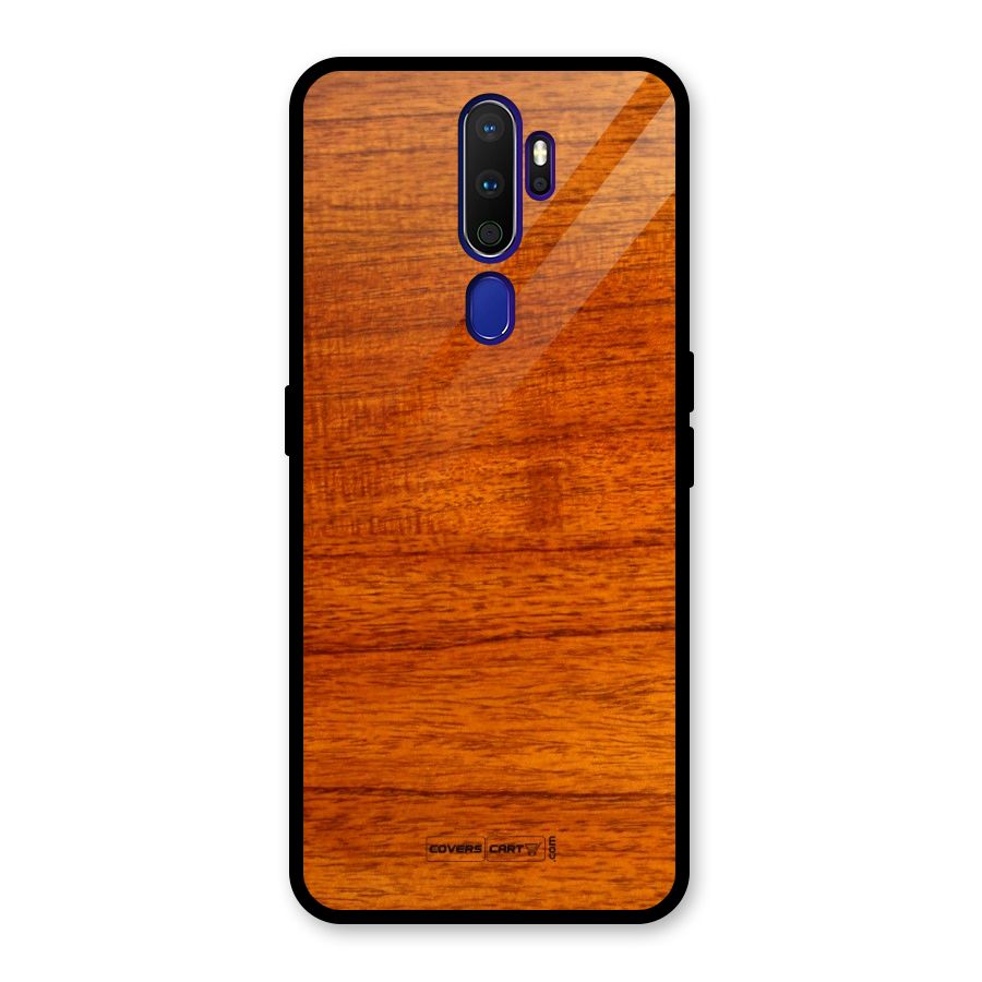 Wood Texture Design Glass Back Case for Oppo A9 (2020)