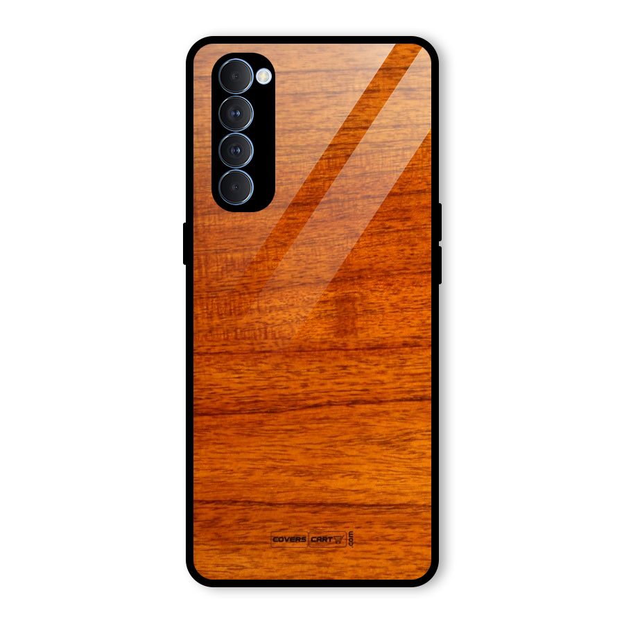 Wood Texture Design Glass Back Case for Oppo Reno4 Pro