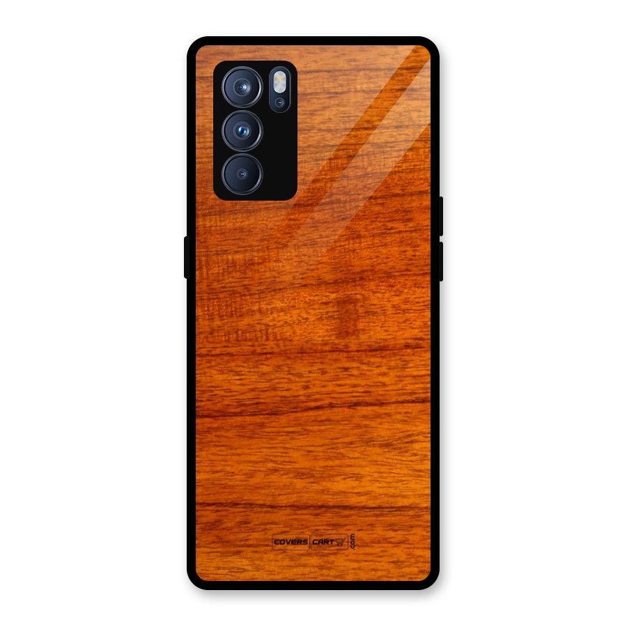 Wood Texture Design Glass Back Case for Oppo Reno6 Pro 5G