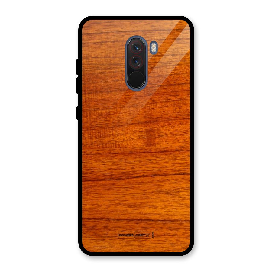 Wood Texture Design Glass Back Case for Poco F1