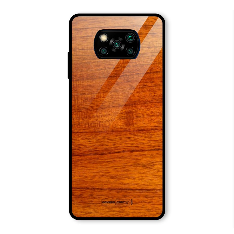 Wood Texture Design Glass Back Case for Poco X3 Pro