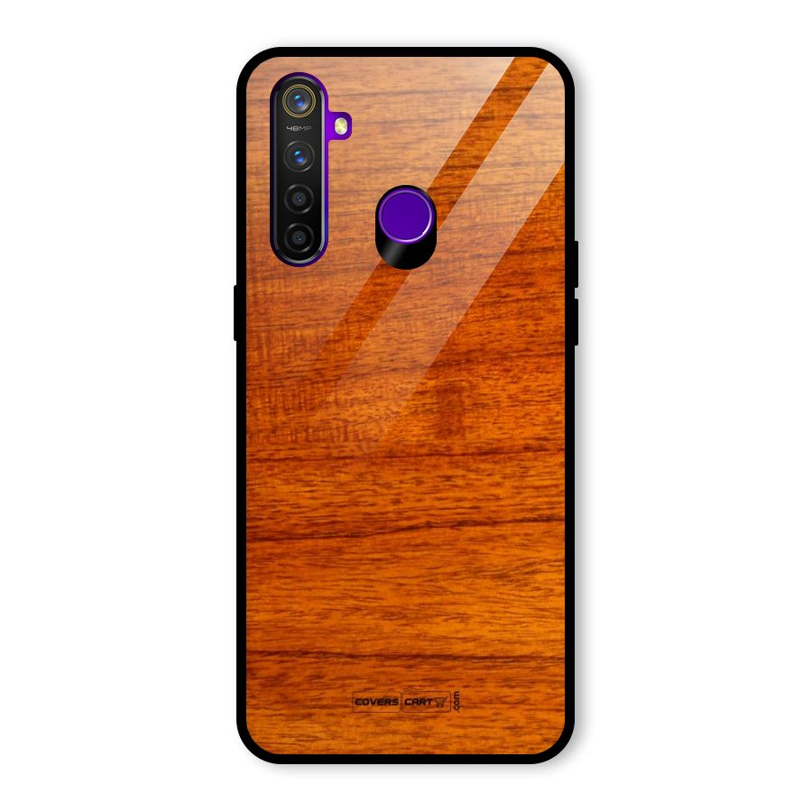 Wood Texture Design Glass Back Case for Realme 5 Pro