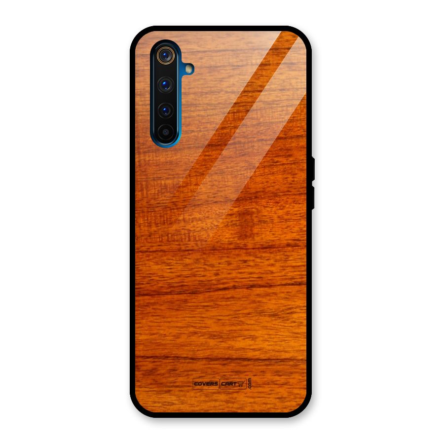 Wood Texture Design Glass Back Case for Realme 6 Pro