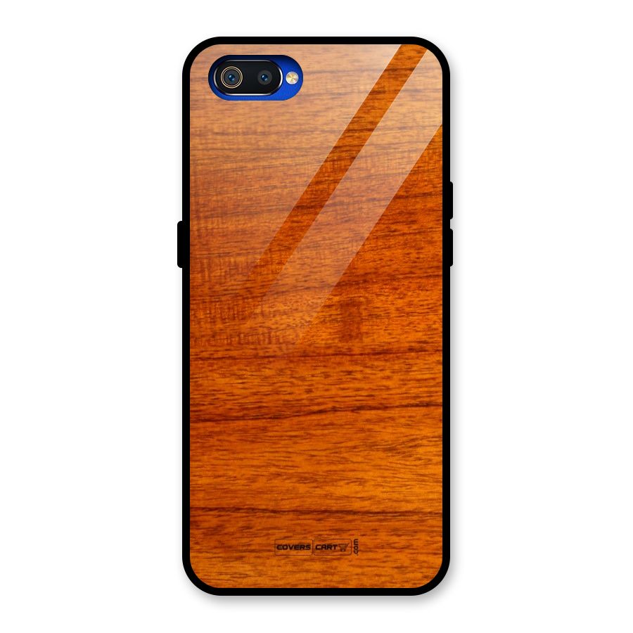 Wood Texture Design Glass Back Case for Realme C2