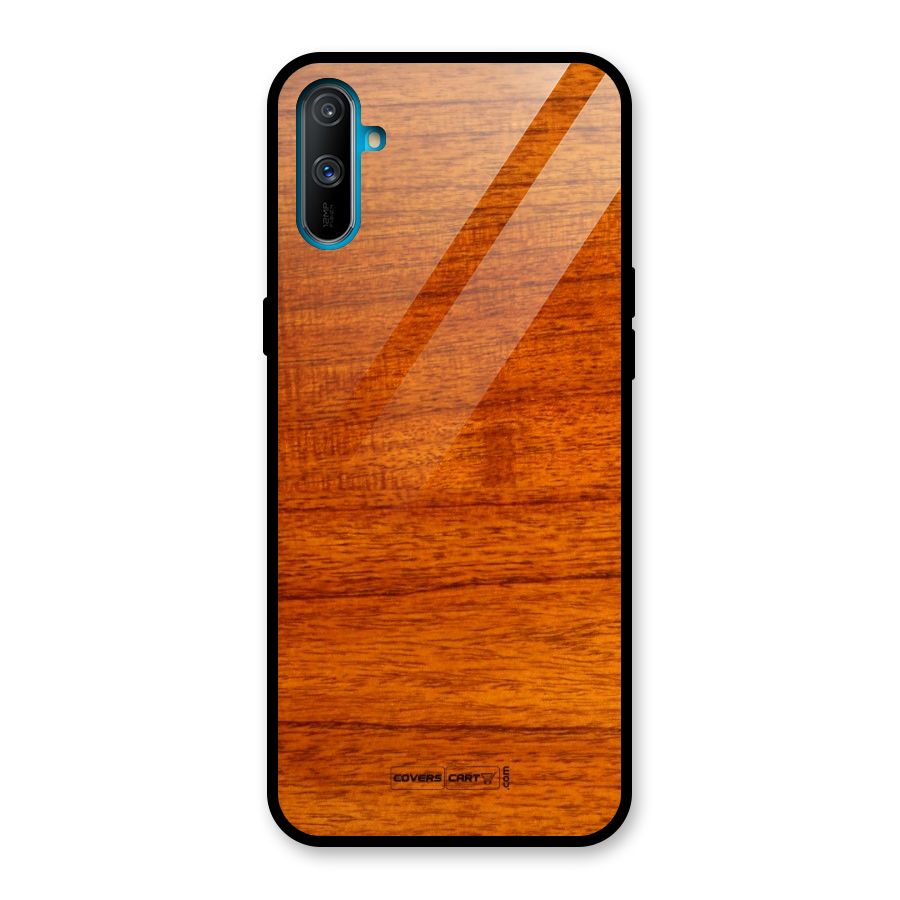 Wood Texture Design Glass Back Case for Realme C3