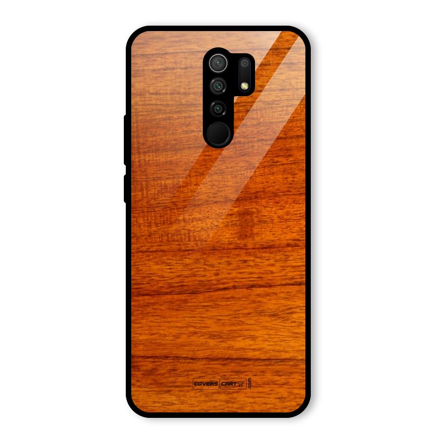 Wood Texture Design Glass Back Case for Redmi 9 Prime