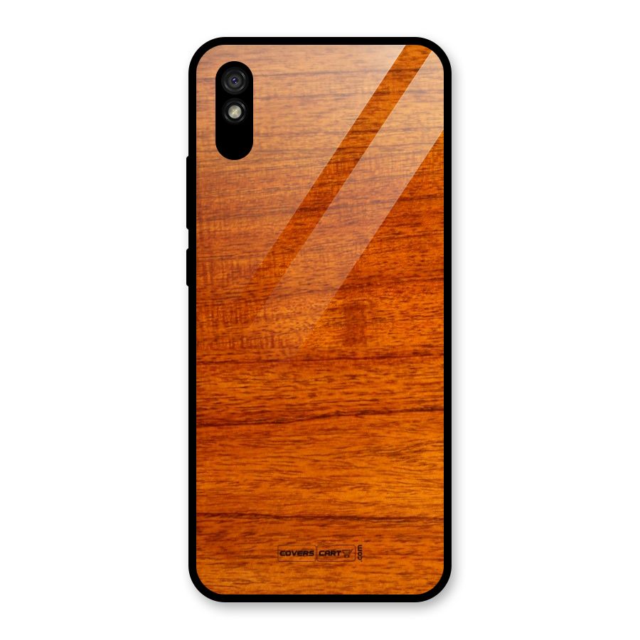 Wood Texture Design Glass Back Case for Redmi 9i