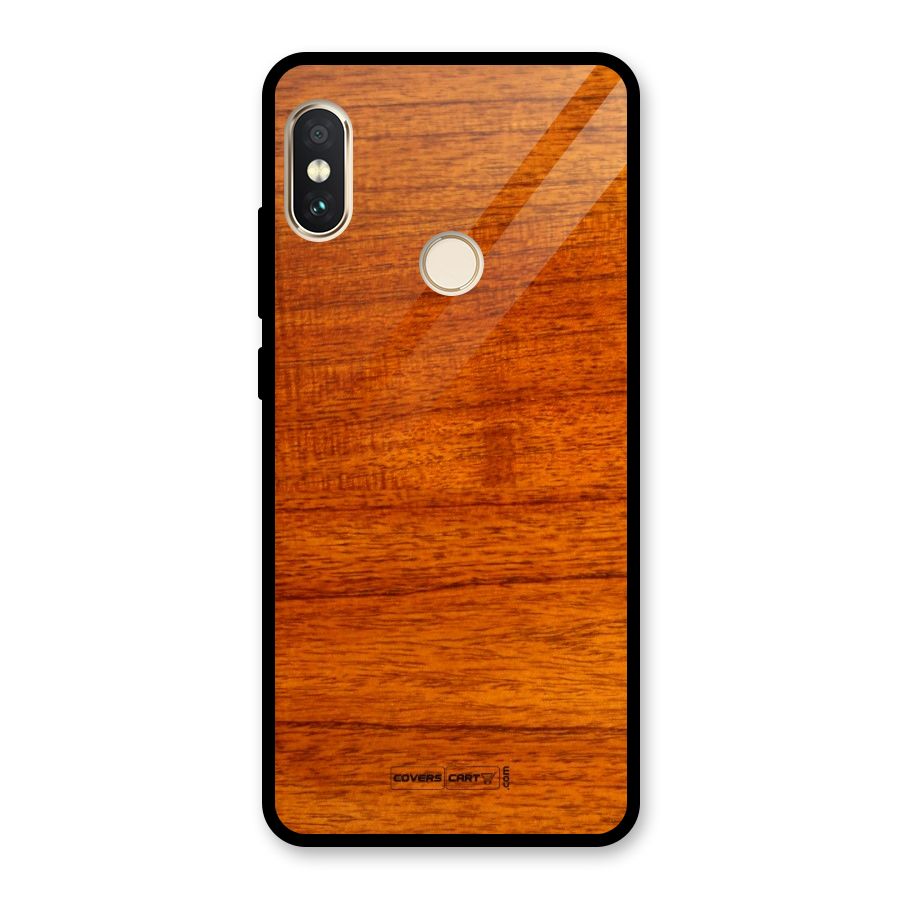 Wood Texture Design Glass Back Case for Redmi Note 5 Pro