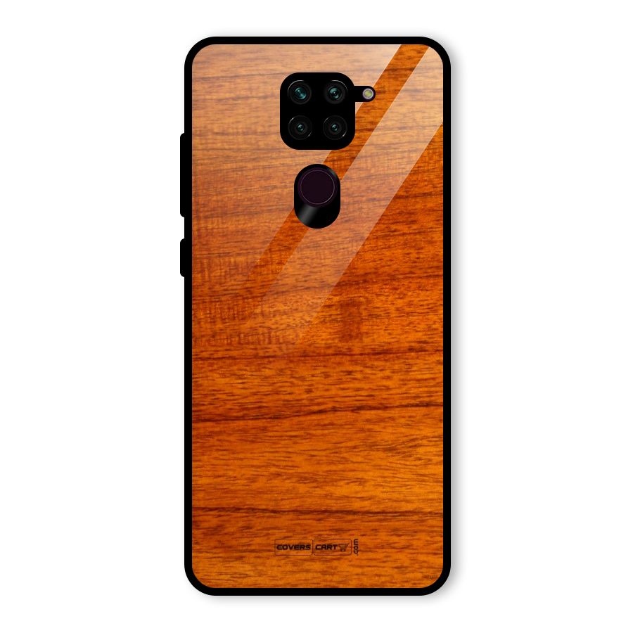 Wood Texture Design Glass Back Case for Redmi Note 9