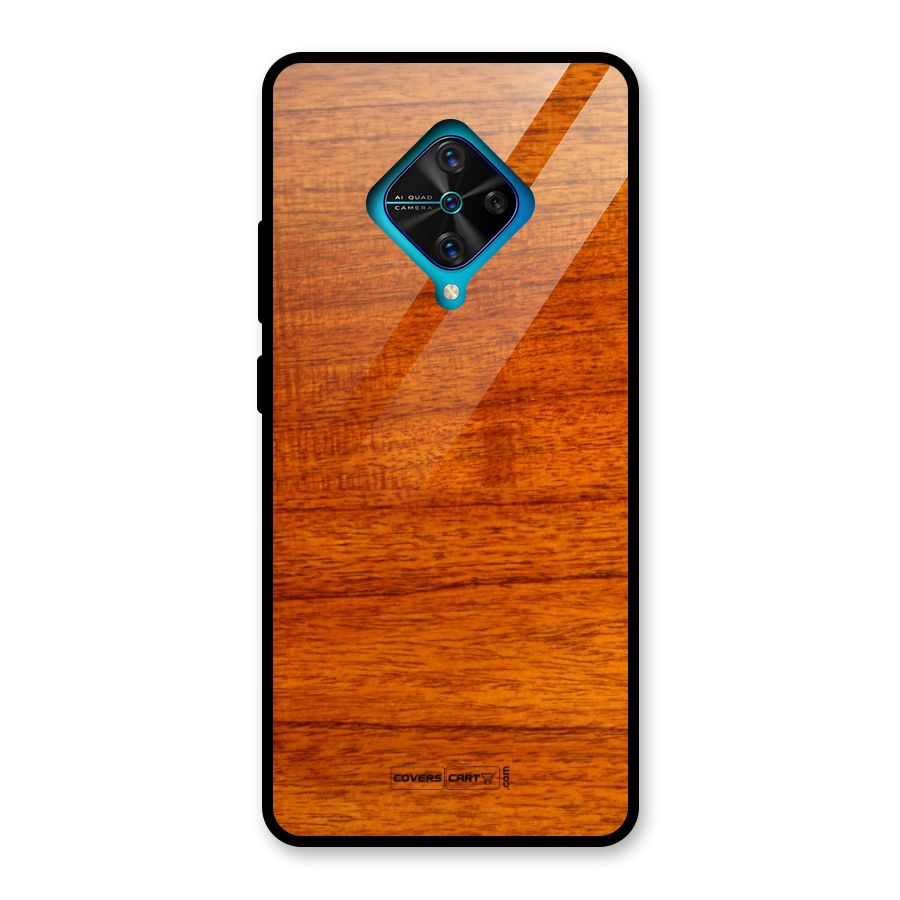 Wood Texture Design Glass Back Case for Vivo S1 Pro