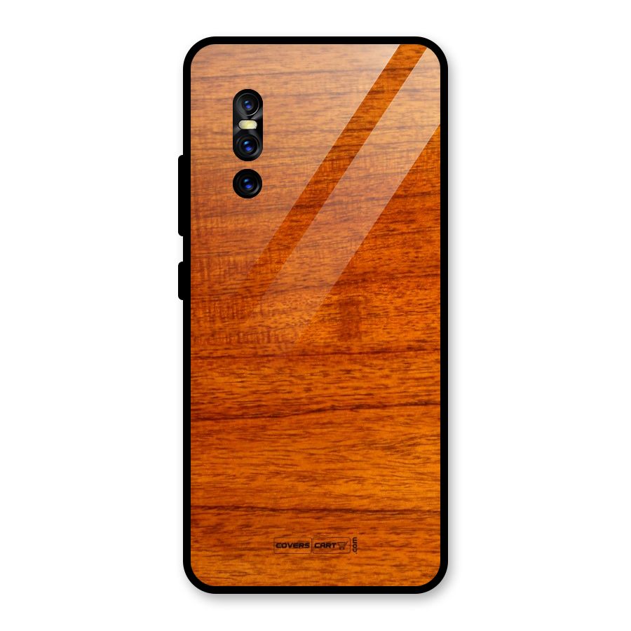 Wood Texture Design Glass Back Case for Vivo V15 Pro