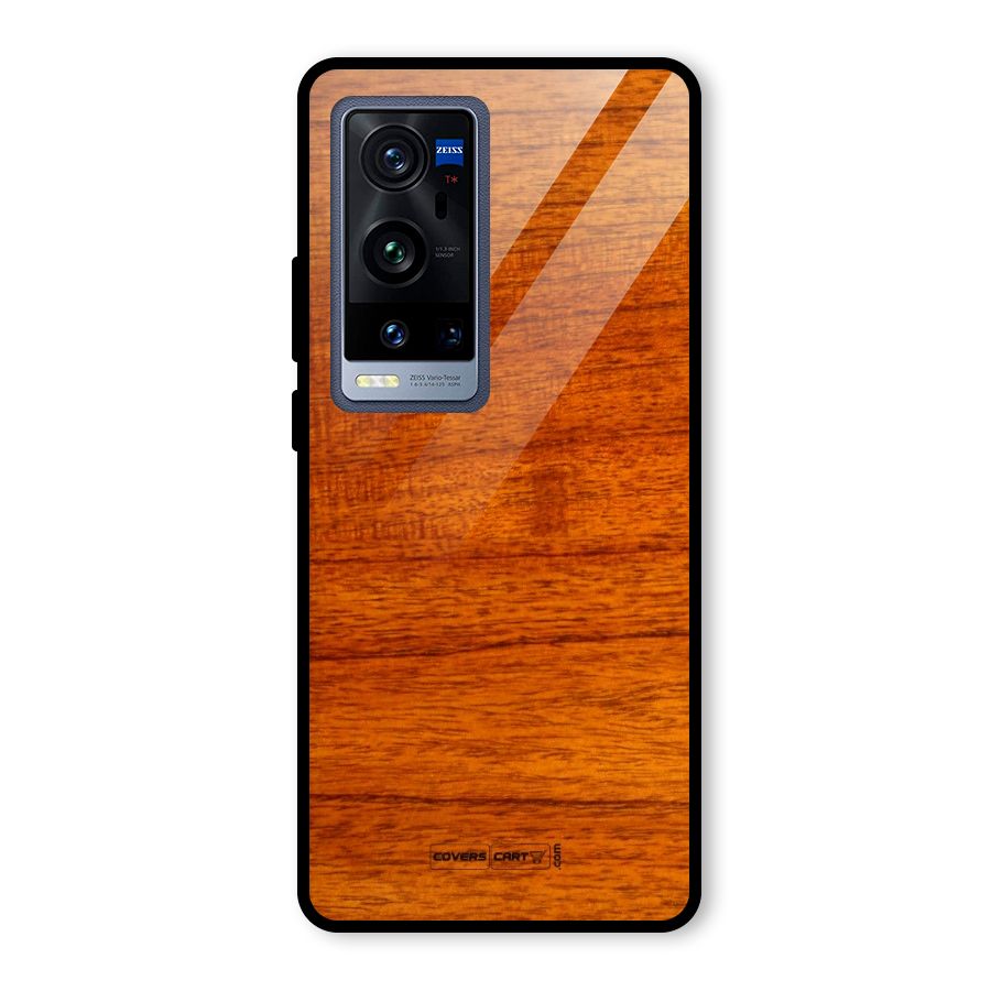 Wood Texture Design Glass Back Case for Vivo X60 Pro Plus