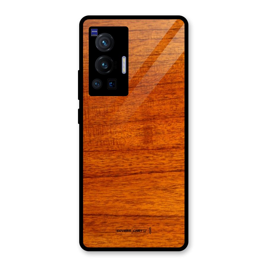 Wood Texture Design Glass Back Case for Vivo X70 Pro
