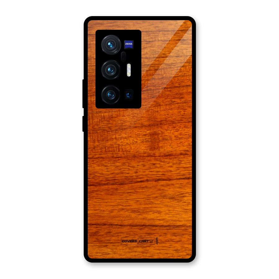 Wood Texture Design Glass Back Case for Vivo X70 Pro Plus