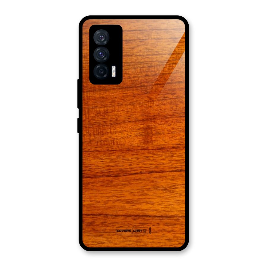 Wood Texture Design Glass Back Case for Vivo iQOO 7 5G