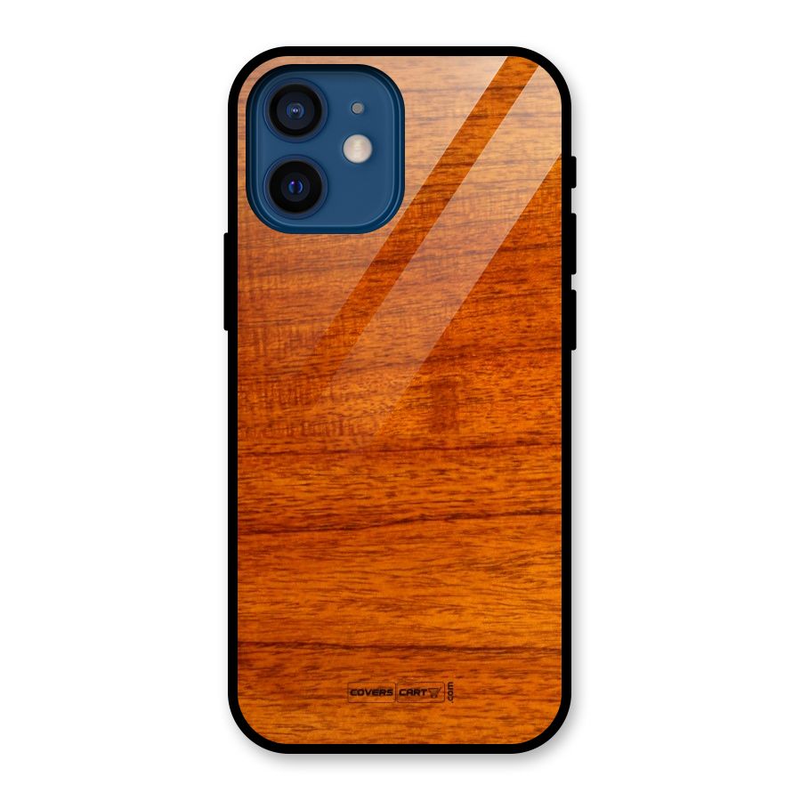 Wood Texture Design Glass Back Case for iPhone 12 Mini