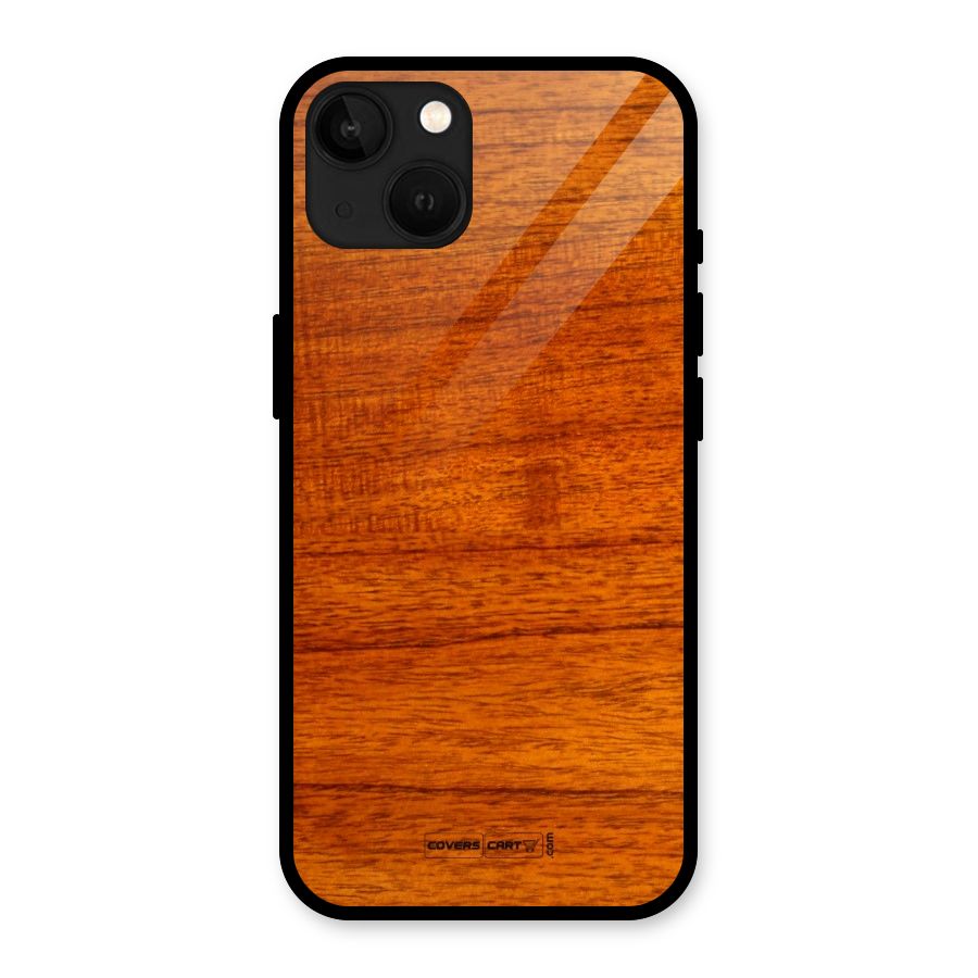 Wood Texture Design Glass Back Case for iPhone 13
