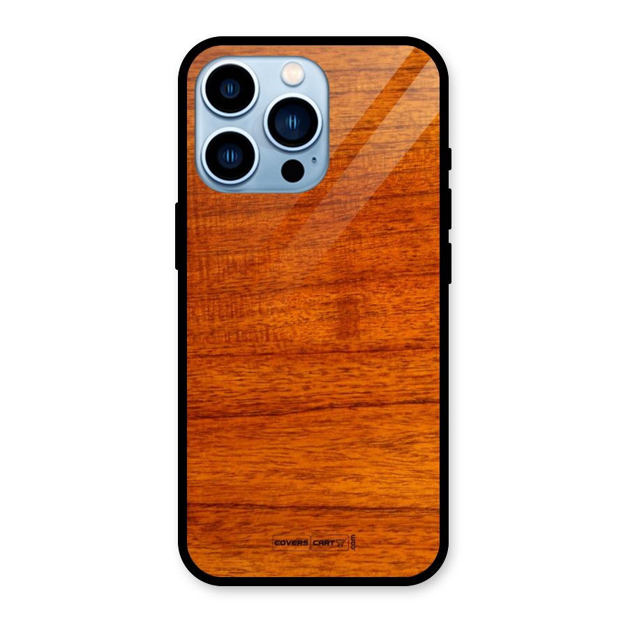 Wood Texture Design Glass Back Case for iPhone 13 Pro