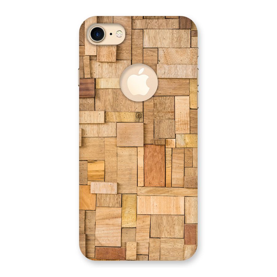 Wooden Blocks Back Case for iPhone 7 Logo Cut