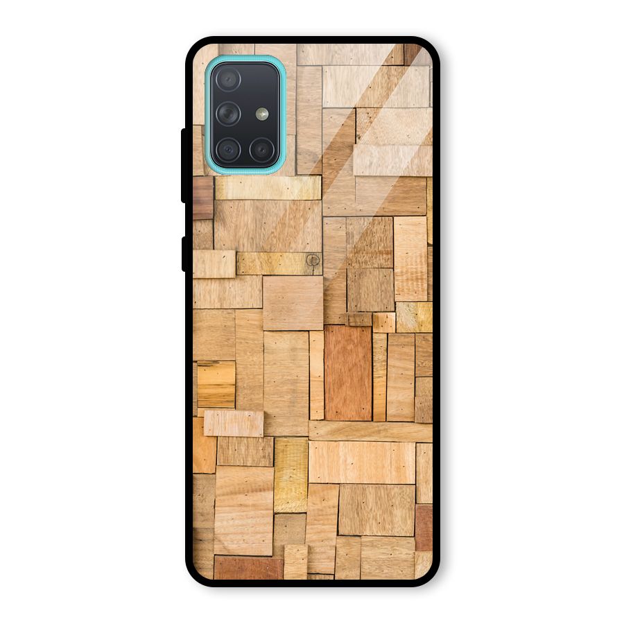 Wooden Blocks Glass Back Case for Galaxy A71