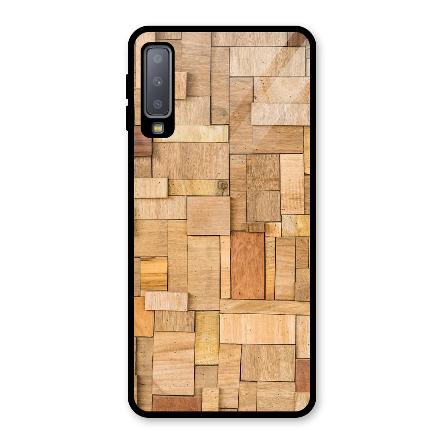 Wooden Blocks Glass Back Case for Galaxy A7 (2018)