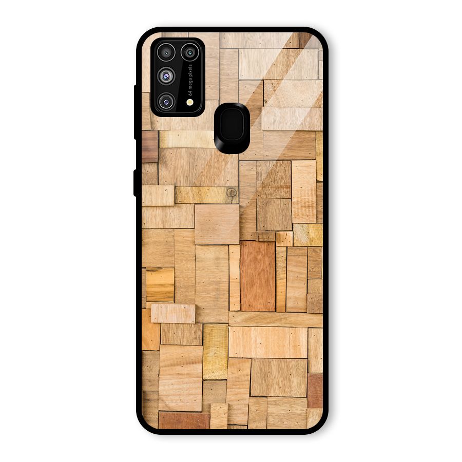 Wooden Blocks Glass Back Case for Galaxy F41
