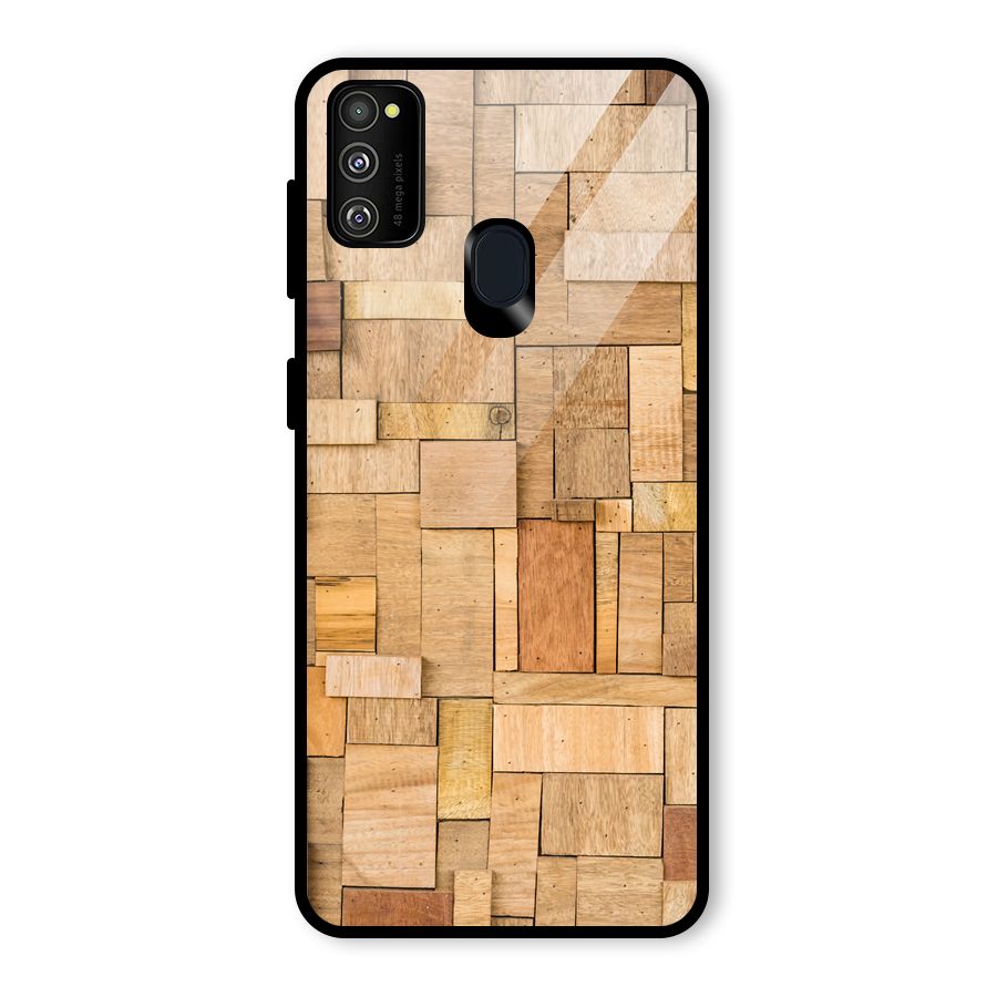 Wooden Blocks Glass Back Case for Galaxy M30s