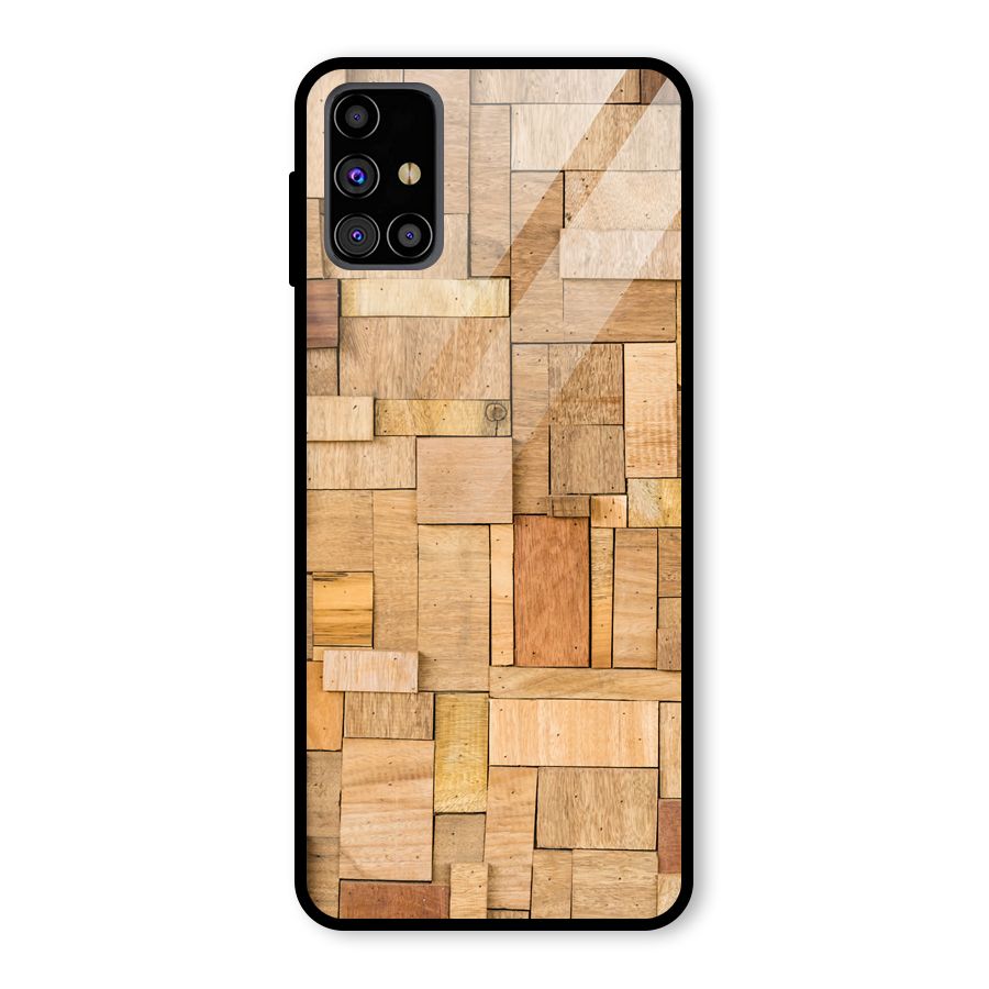 Wooden Blocks Glass Back Case for Galaxy M31s