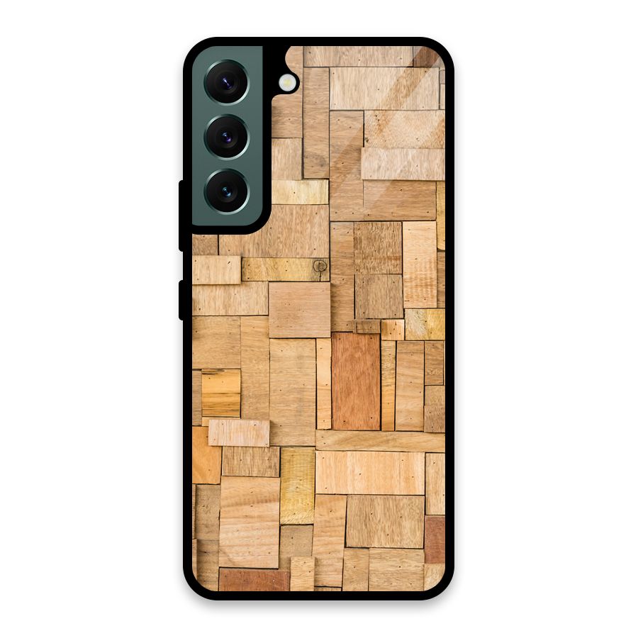 Wooden Blocks Glass Back Case for Galaxy S22 5G