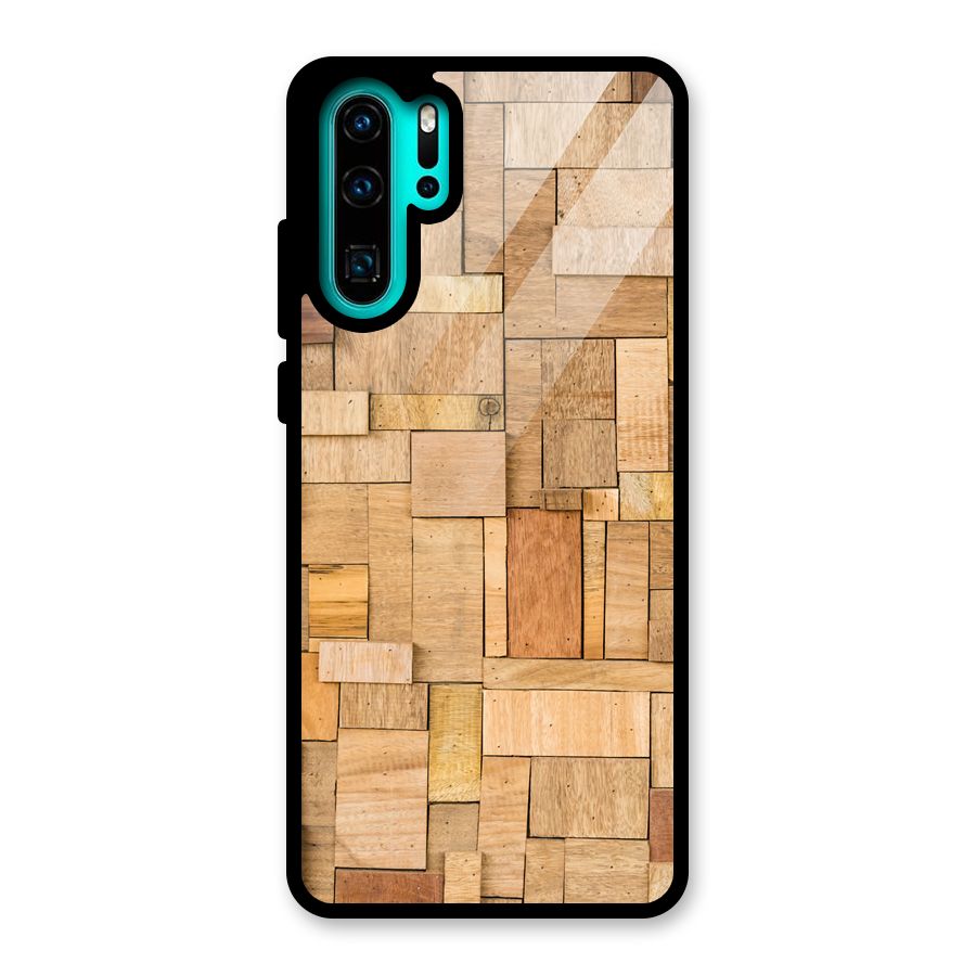 Wooden Blocks Glass Back Case for Huawei P30 Pro