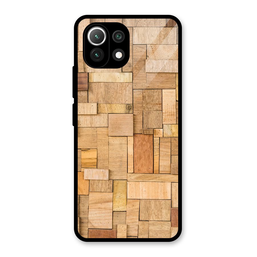 Wooden Blocks Glass Back Case for Mi 11 Lite