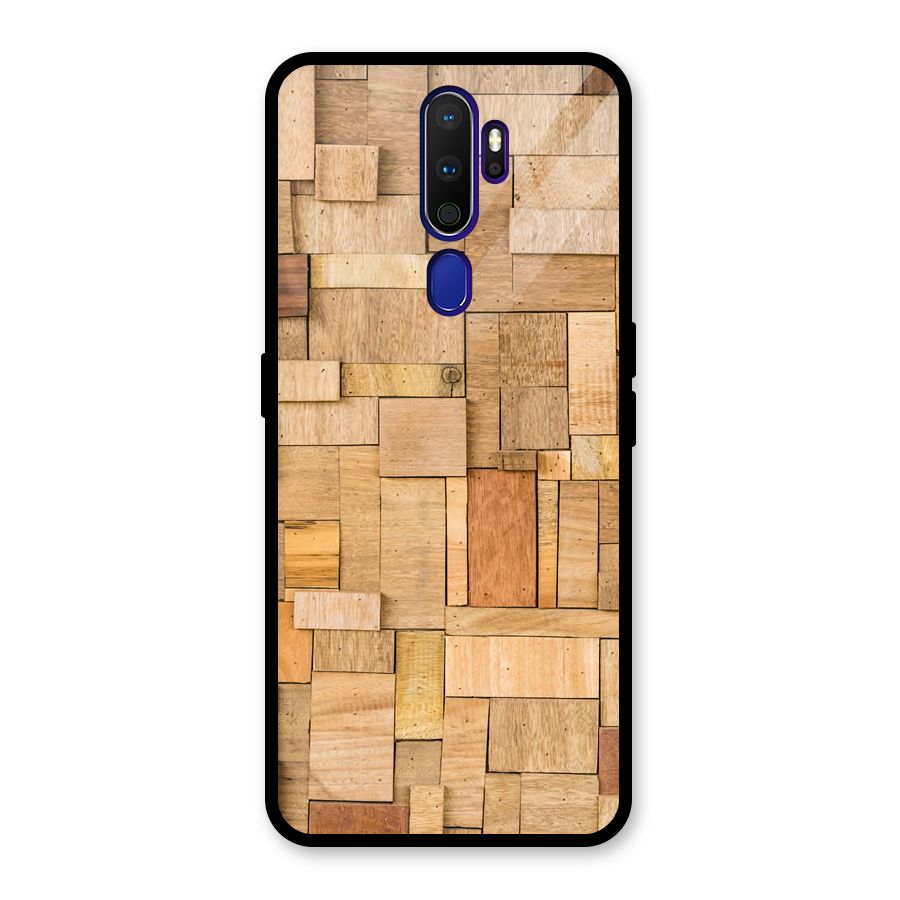 Wooden Blocks Glass Back Case for Oppo A9 (2020)