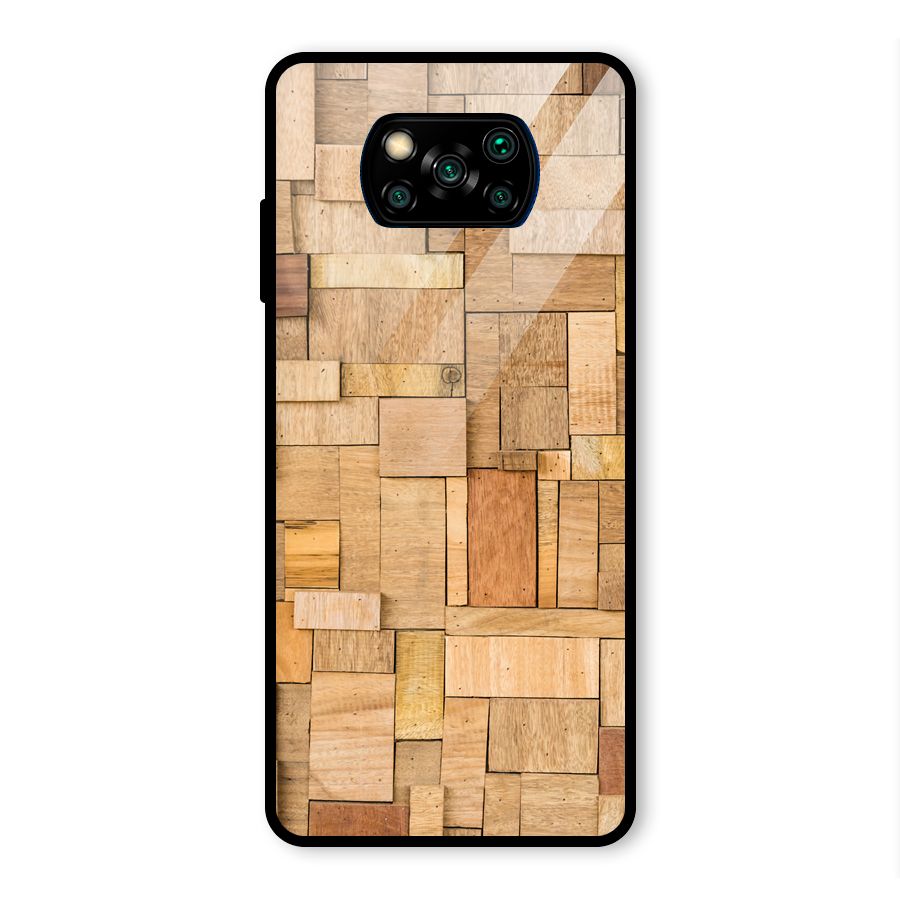 Wooden Blocks Glass Back Case for Poco X3 Pro