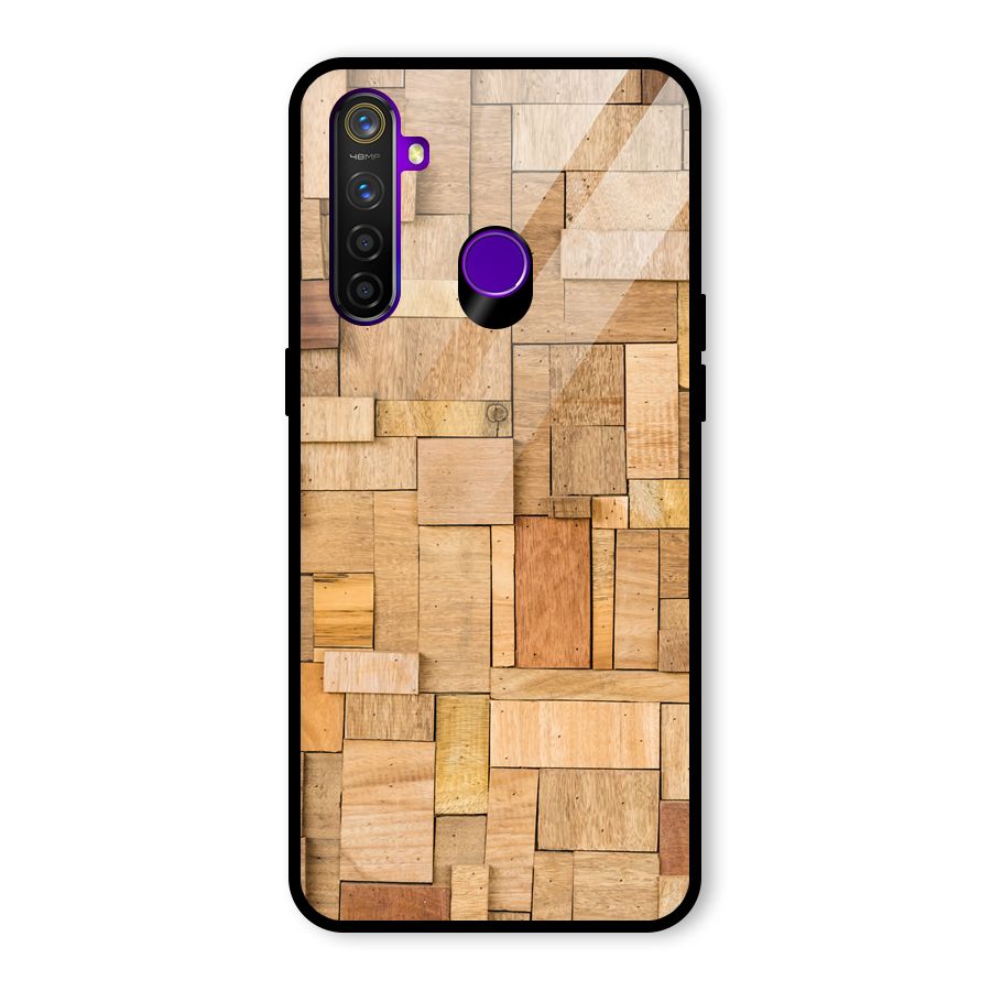 Wooden Blocks Glass Back Case for Realme 5 Pro