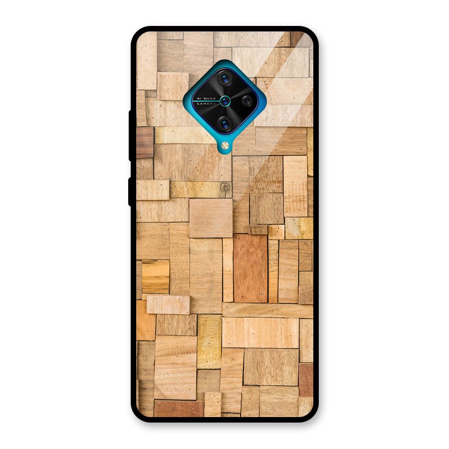 Wooden Blocks Glass Back Case for Vivo S1 Pro