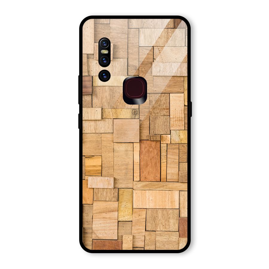 Wooden Blocks Glass Back Case for Vivo V15
