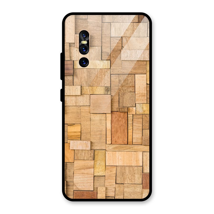Wooden Blocks Glass Back Case for Vivo V15 Pro