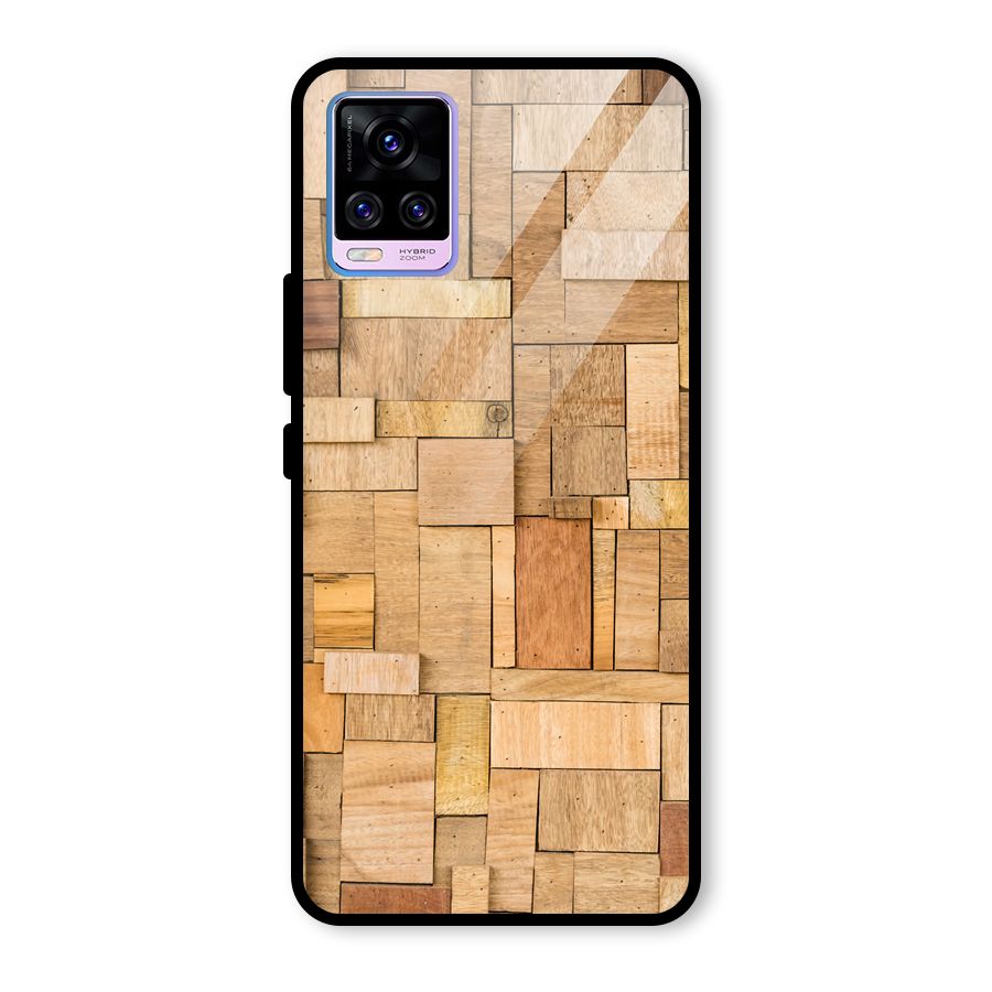Wooden Blocks Glass Back Case for Vivo V20 Pro