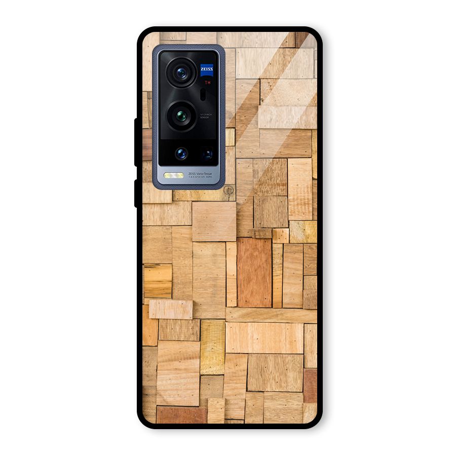 Wooden Blocks Glass Back Case for Vivo X60 Pro Plus