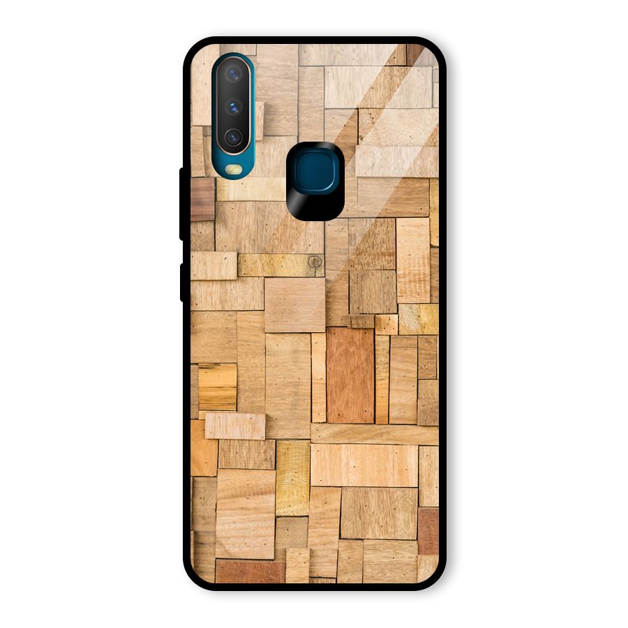 Wooden Blocks Glass Back Case for Vivo Y12
